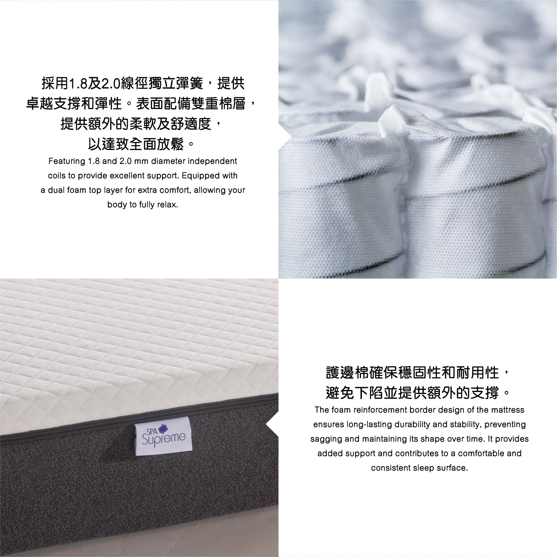 里諾獨立袋裝彈簧床褥 (7.5")