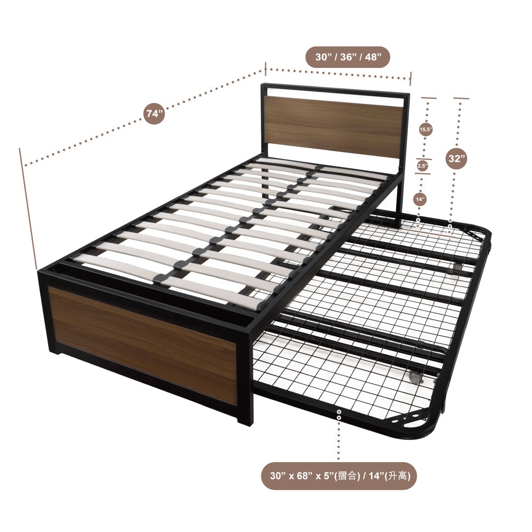 可升高拖拉鐵床架